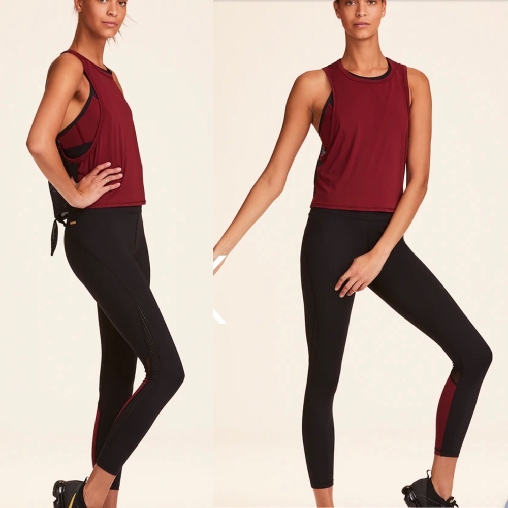 $110 Alala Heroine Tight Bordeaux Leggings - Cropped High Waisted Pants